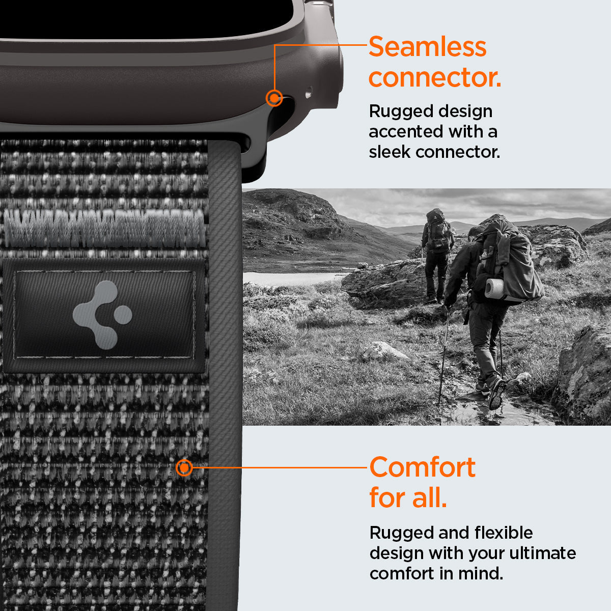 Active Black Gray Spigen Athlex Air 2 Apple Watch band product and feature view 16