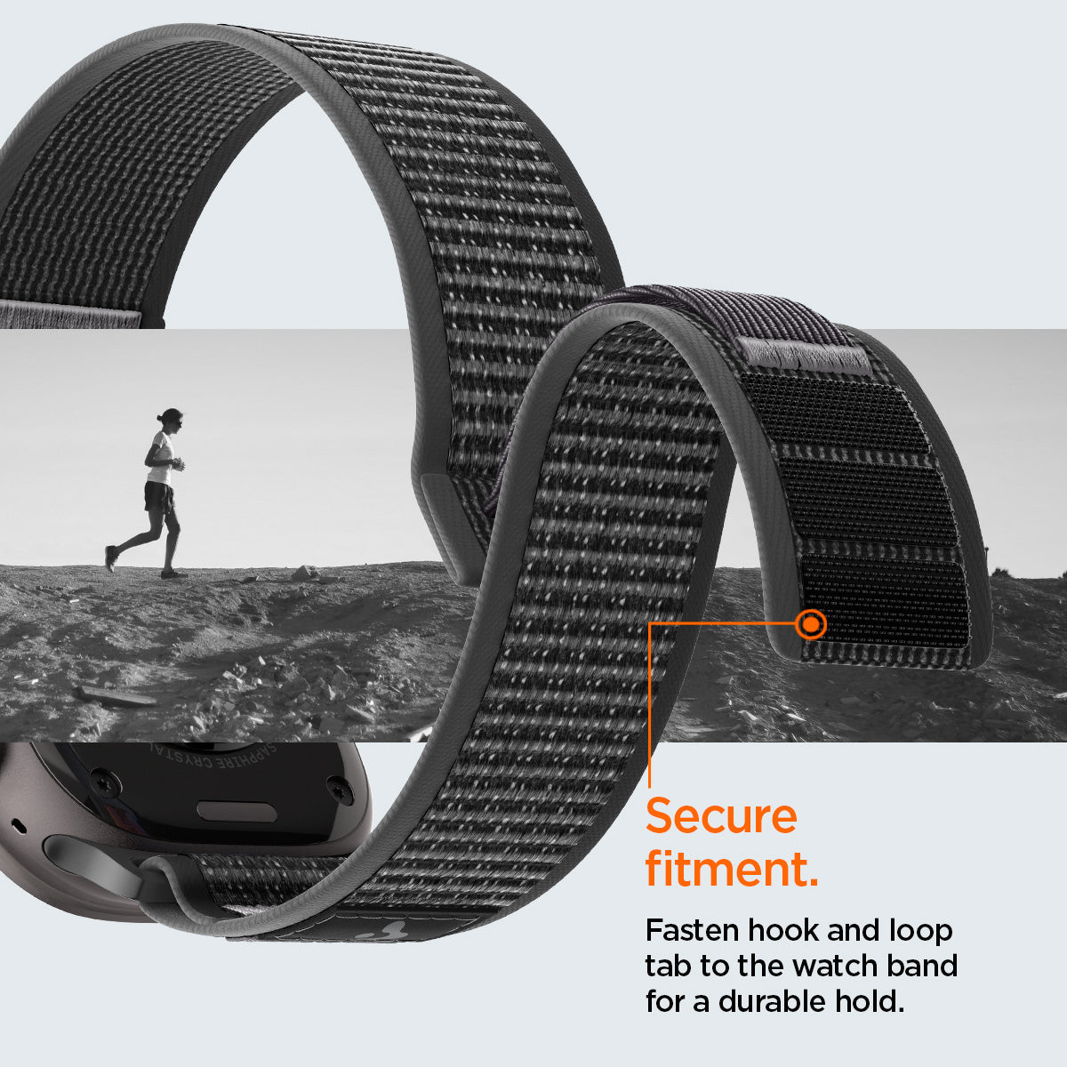 Active Black Gray Spigen Athlex Air 2 Apple Watch band product and feature view 17