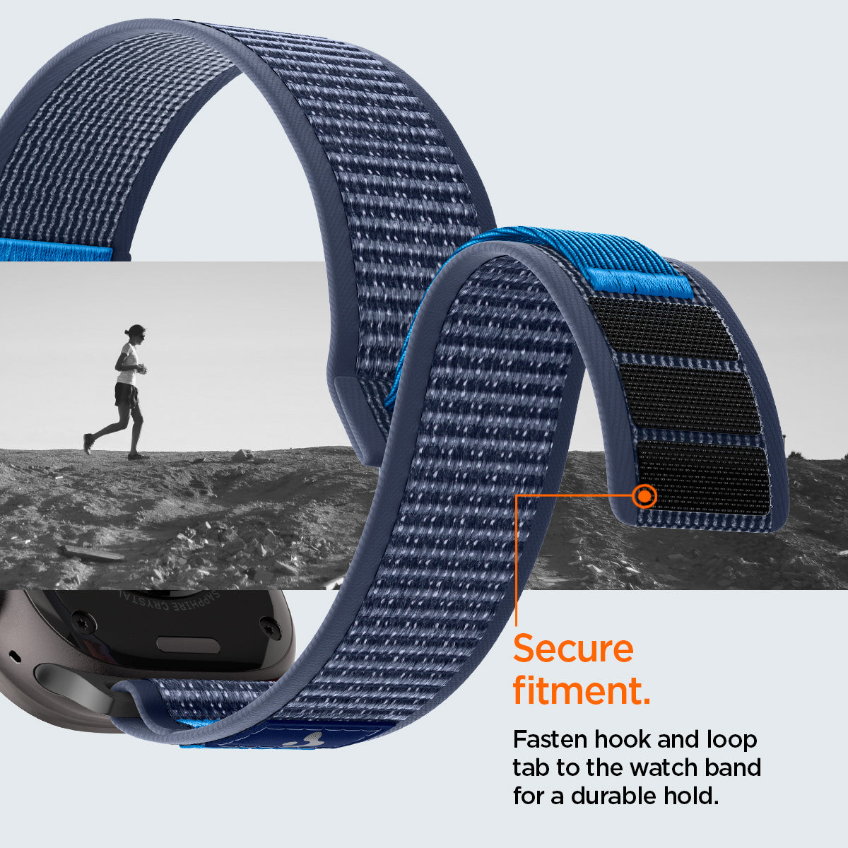 Active Navy Blue Spigen Athlex Air 2 Apple Watch band product and feature view 17