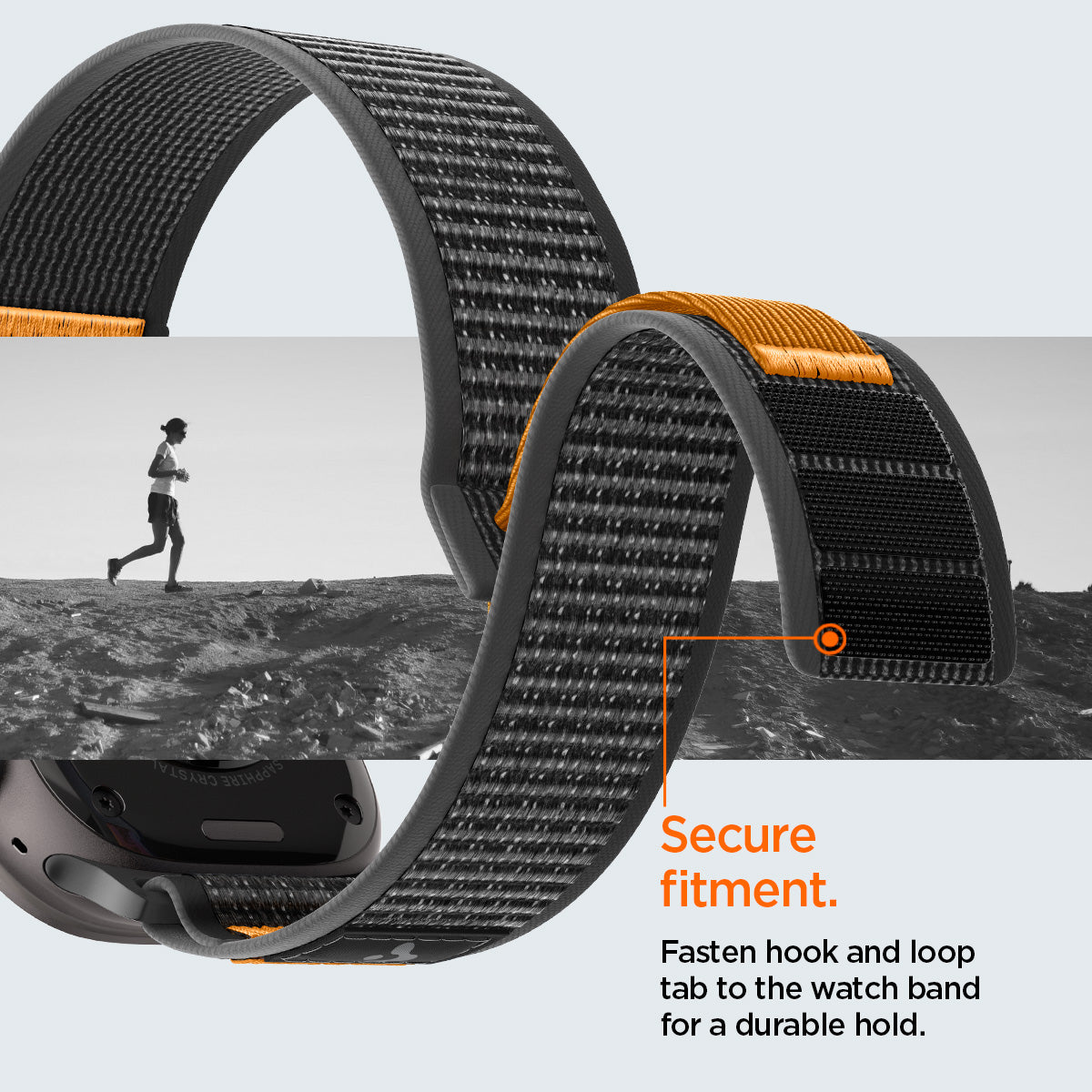 Active Black Orange Spigen Athlex Air 2 Apple Watch band product and feature view 17