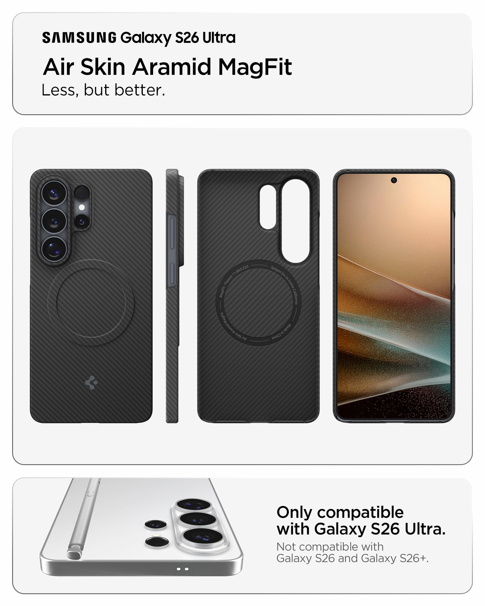 Spigen Galaxy S26 Ultra Case – Air Skin Aramid MagFit – Black – fit and compatibility guide