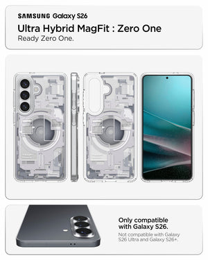 Spigen Galaxy S26 Case Ultra Hybrid Zero One (Mag Fit) White showing ready zero one