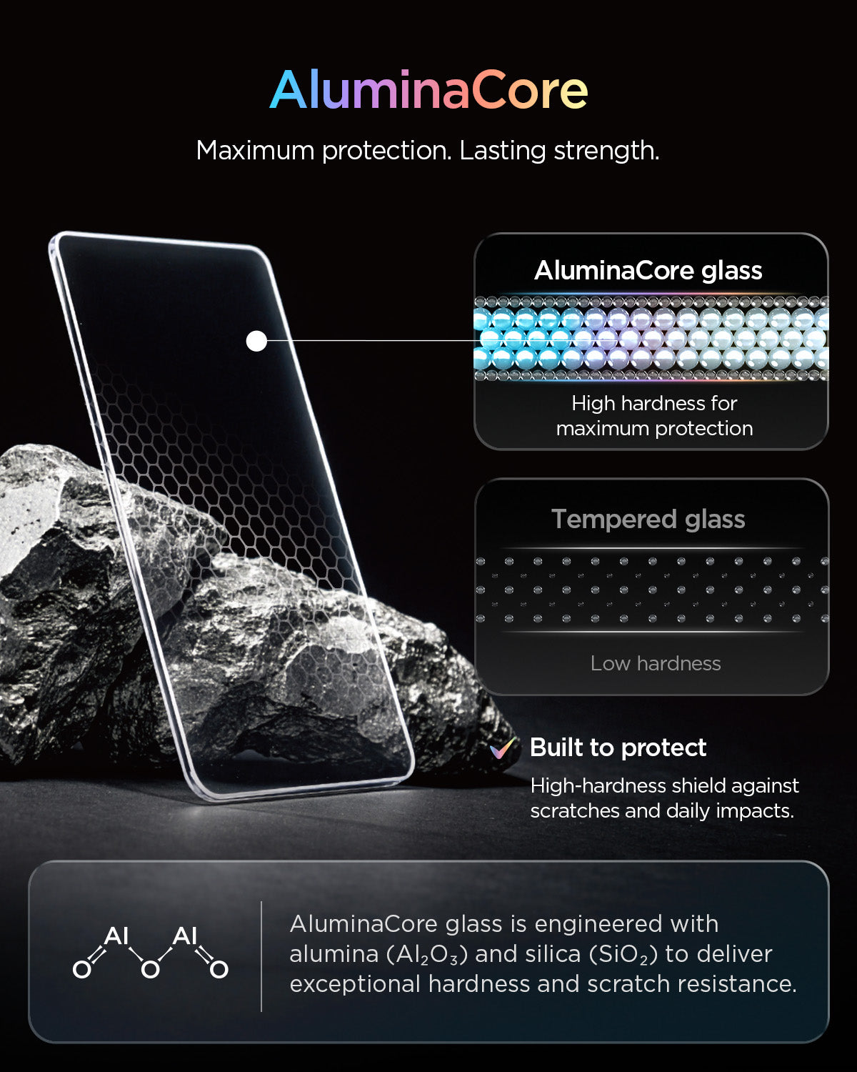 Spigen AluminaCore tempered glass detail for Galaxy S26 FE