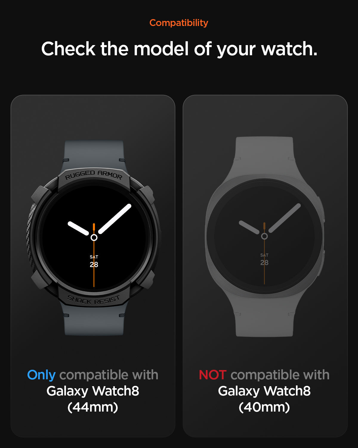Spigen Galaxy Watch 8 (44mm) Case Rugged Armor view 3