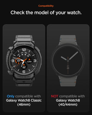 Spigen Galaxy Watch 8 Classic (46mm) Case + Case Rugged Armor Pro view 3