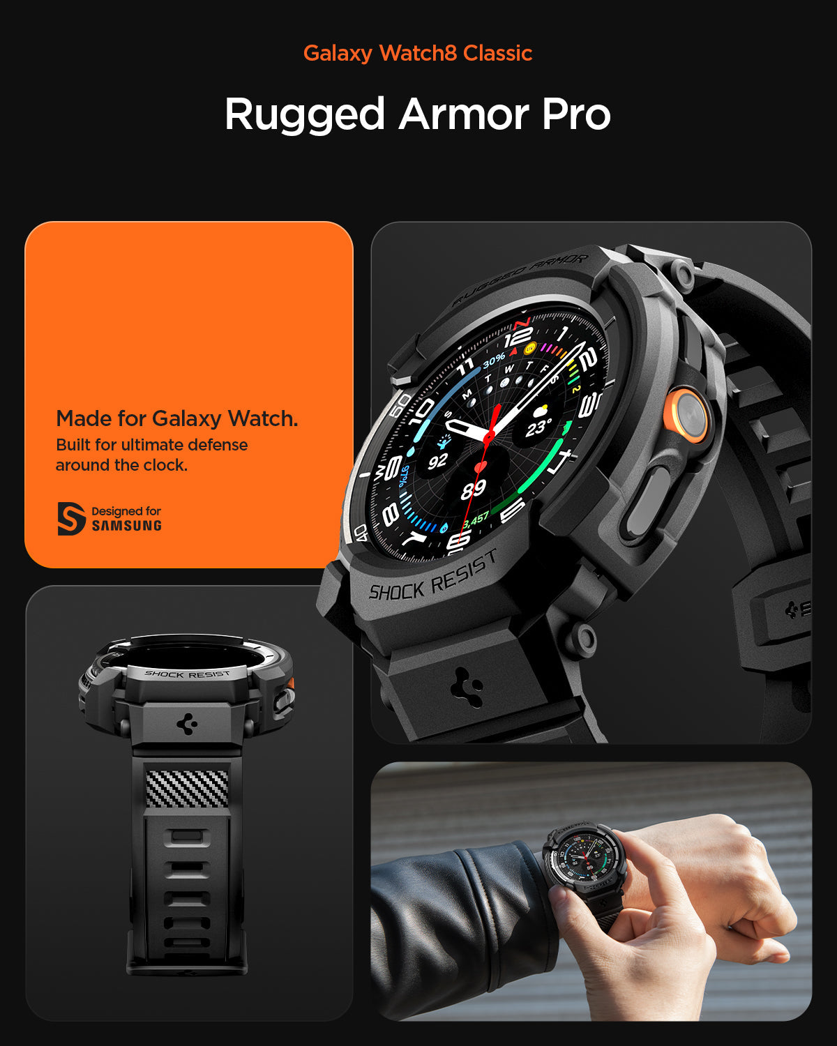Spigen Galaxy Watch 8 Classic (46mm) Case + Case Rugged Armor Pro view 11