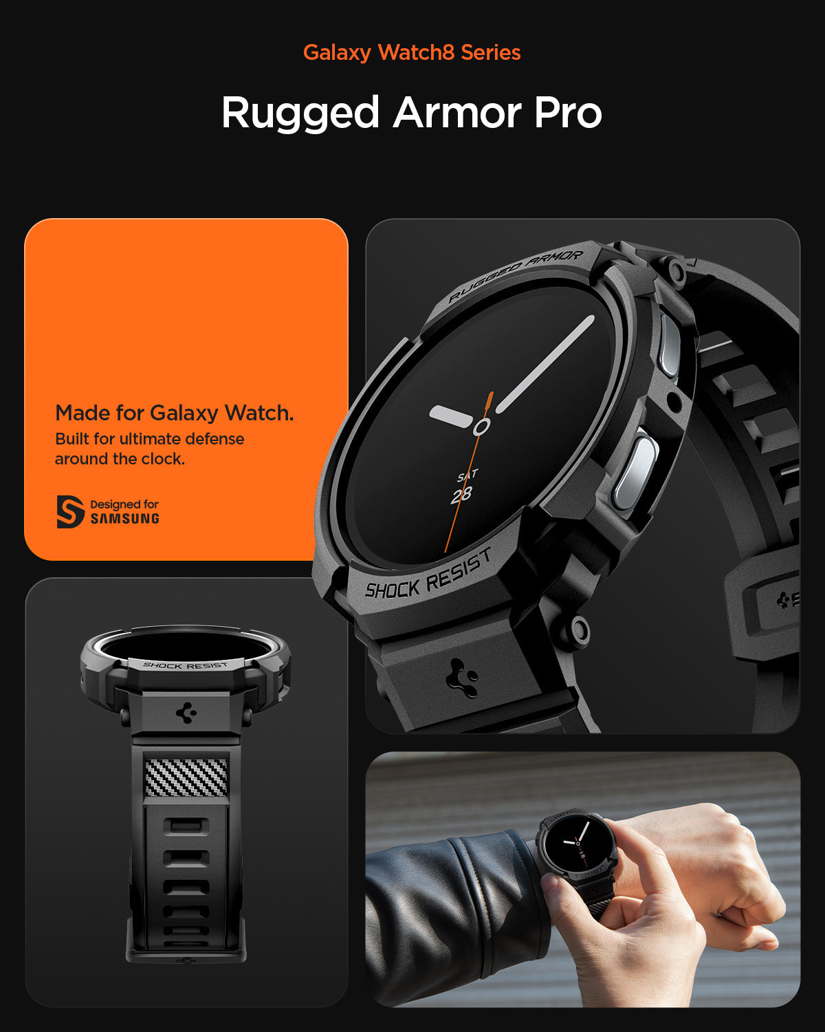 Spigen Galaxy Watch 8 (44mm) Case + Case Rugged Armor Pro view 13