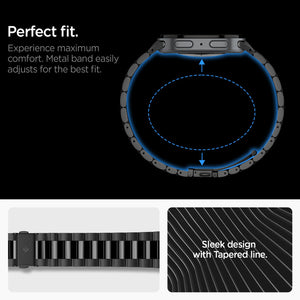 Black Spigen Modern Fit 316L Galaxy Watch band product and feature view 9