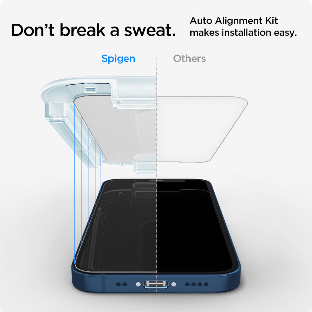 Spigen iPhone 12 mini Screen Protector – GLAS.tR EZ Fit (2 Pack) — Clear detail 3