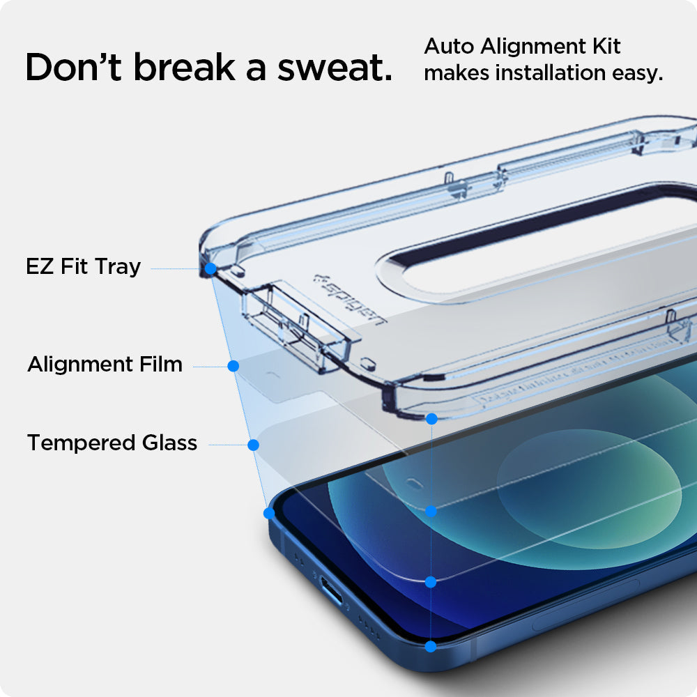 Spigen iPhone 12 mini Screen Protector – GLAS.tR EZ Fit (2 Pack) — Clear detail 4
