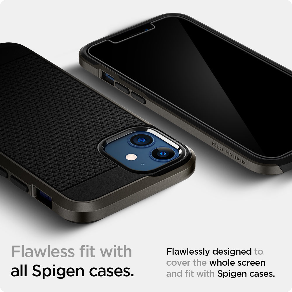 Spigen iPhone 12 mini Screen Protector – GLAS.tR EZ Fit (2 Pack) — Clear detail 2