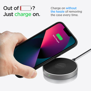 ACS03315 - iPhone 13 Mini Case Liquid Air in black showing charge on without the hassle of removing the case every time