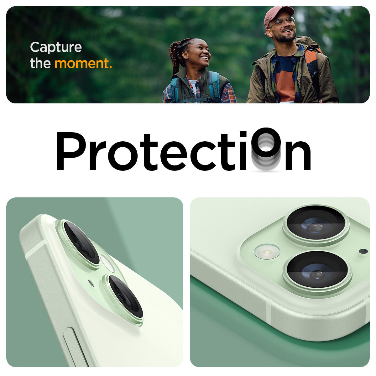 Spigen iPhone 15 / 14 Lens Protector – Optik Pro EZ Fit (2 Pack) — Green detail 10