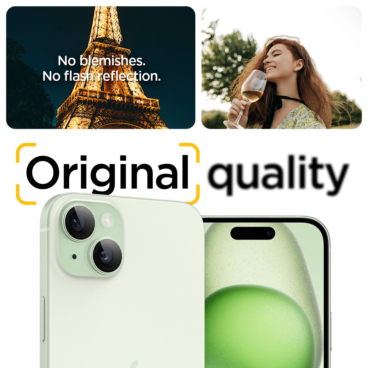 Spigen iPhone 15 / 14 Lens Protector – Optik Pro EZ Fit (2 Pack) — Green detail 9