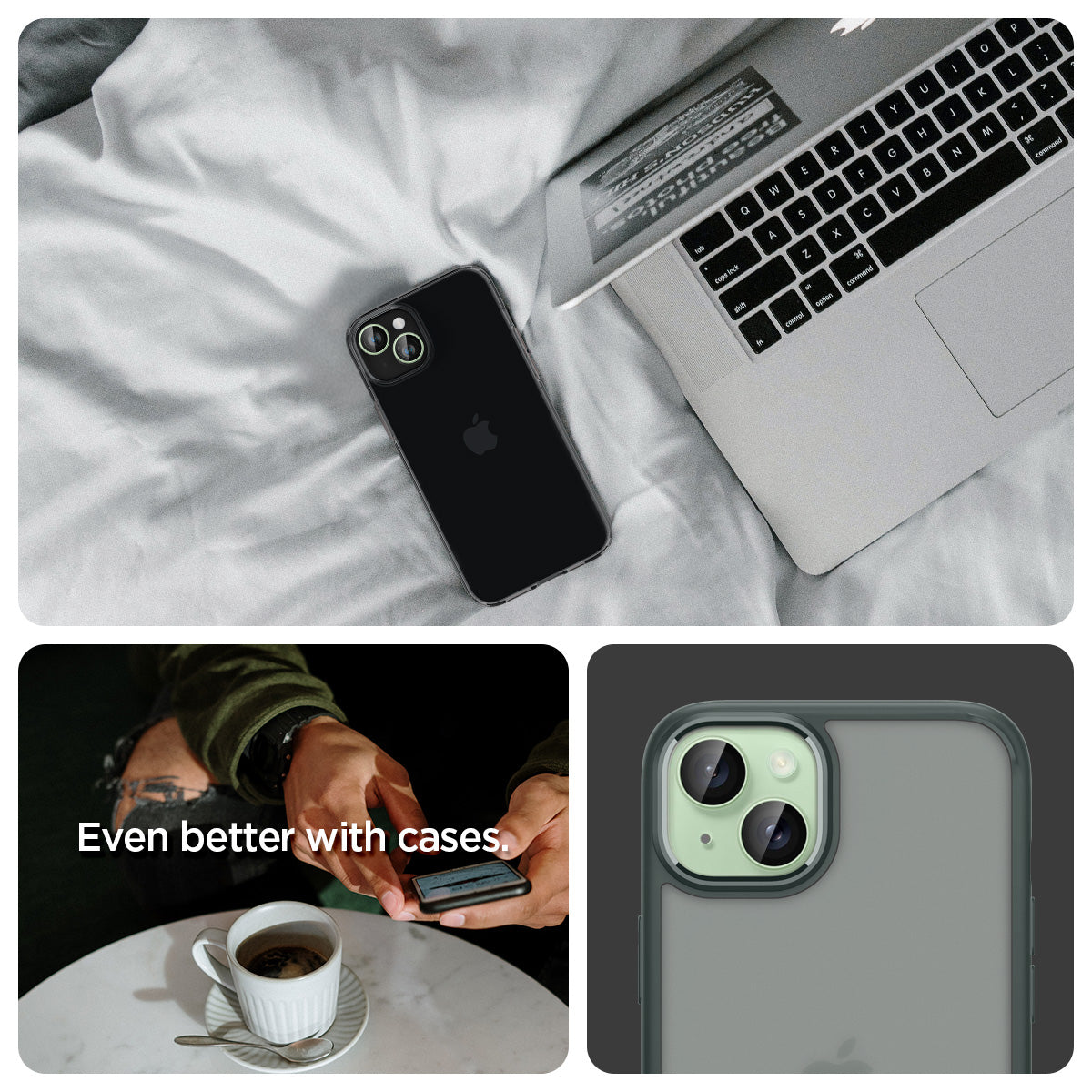 Spigen iPhone 15 / 14 Lens Protector – Optik Pro EZ Fit (2 Pack) — Green detail 7