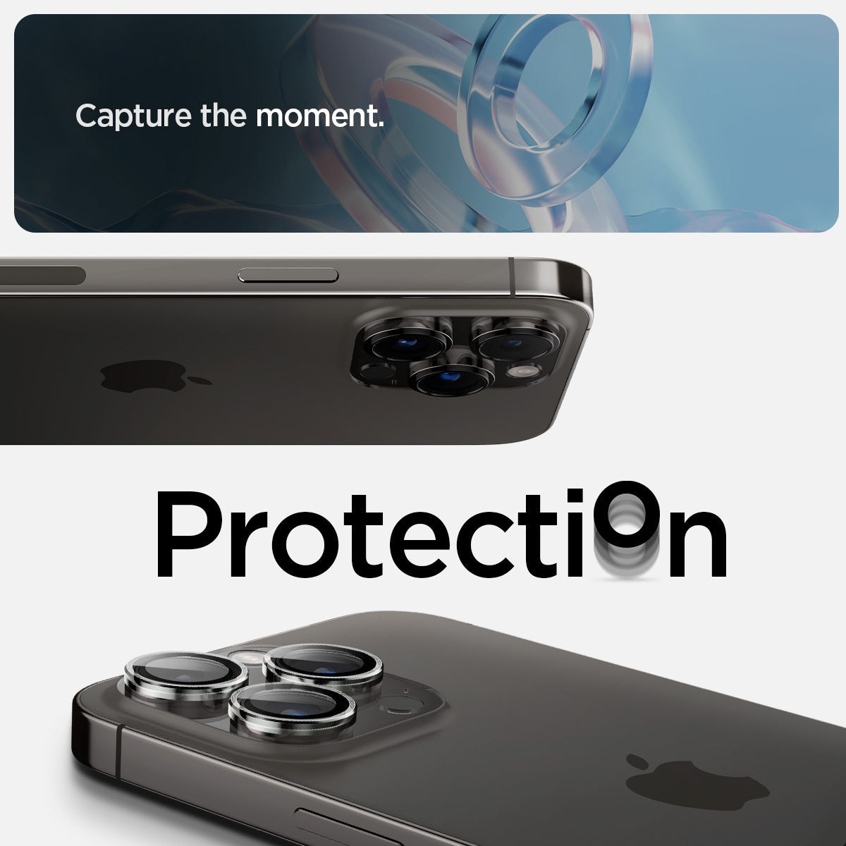 Spigen iPhone 17 Pro Max / 17 Pro Lens Protector – Optik Pro EZ Fit - Crystal Clear - camera capture and lens protection detail