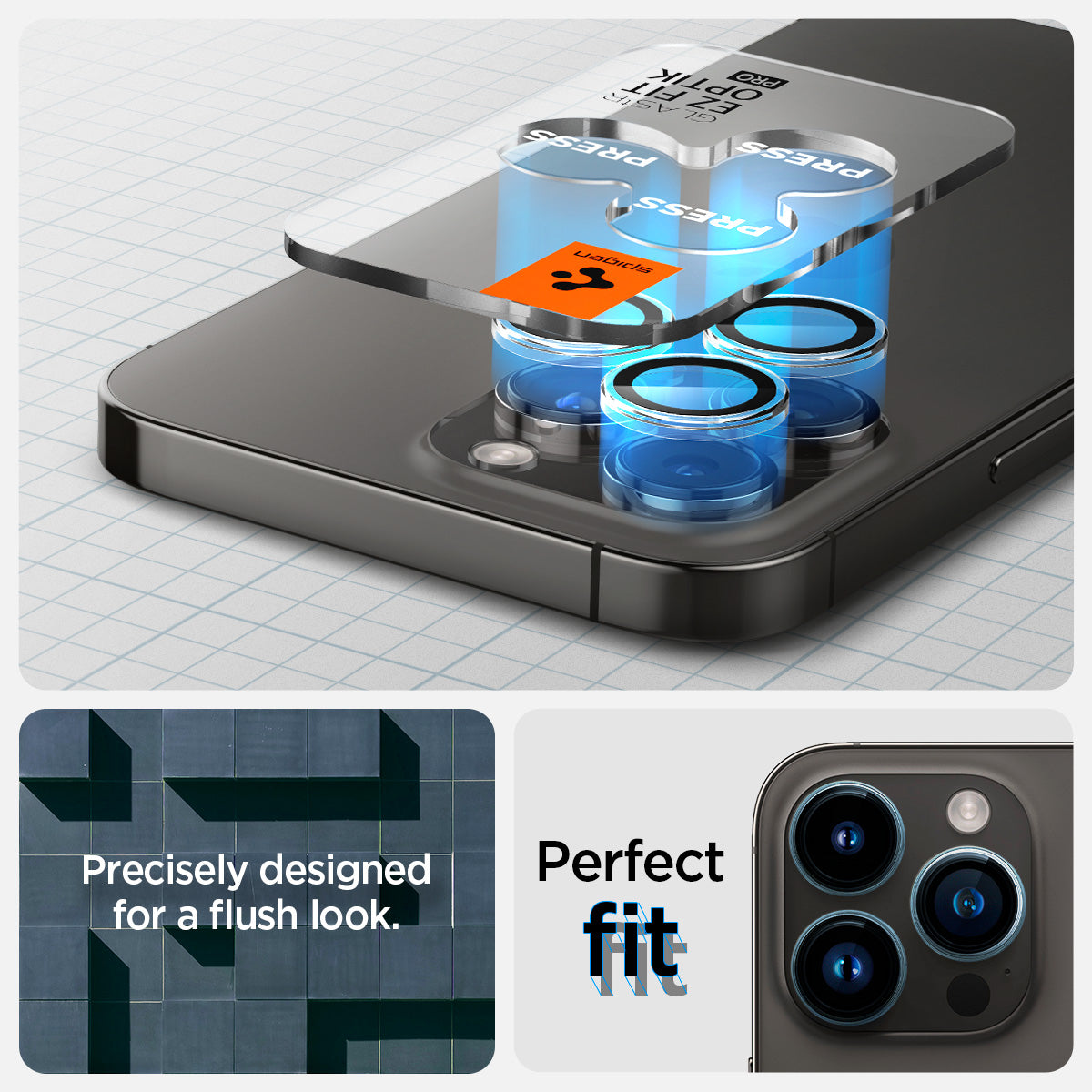 Spigen iPhone 14 Pro Max / 14 Pro Lens Protector – Optik Pro EZ Fit – Crystal Clear product image 7