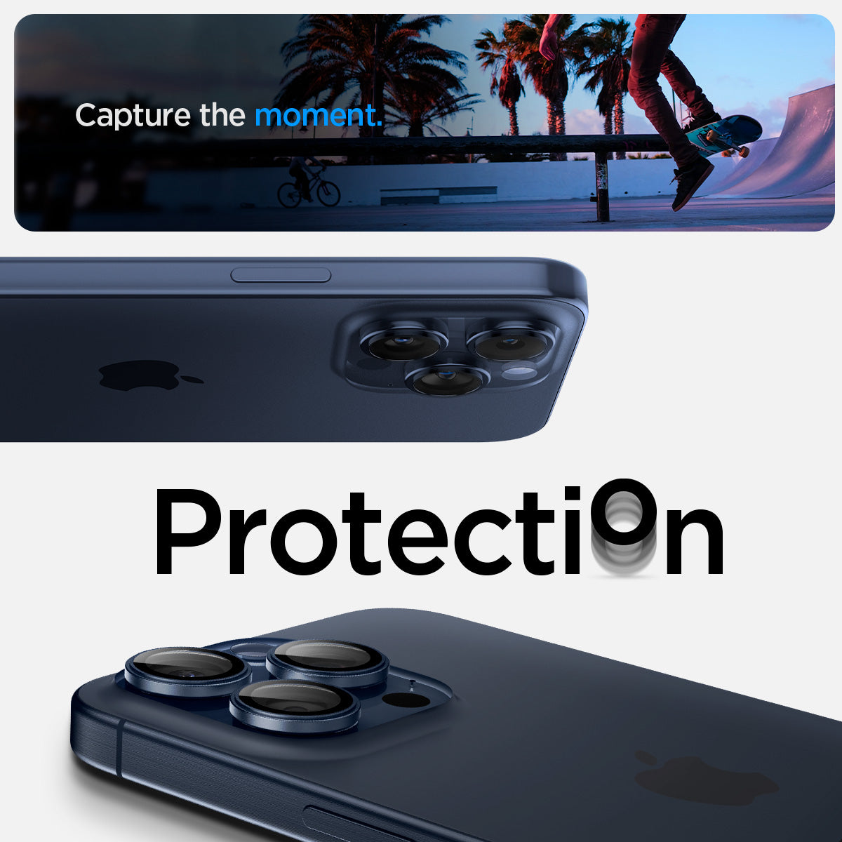 Spigen iPhone 15 Pro Max / 15 Pro Lens Protector – Optik Pro EZ Fit – Blue Titanium product image 10