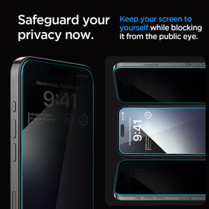 Spigen iPhone 15 Pro Screen Protector GLAS.tR EZ Fit Privacy (2 Pack) view 10