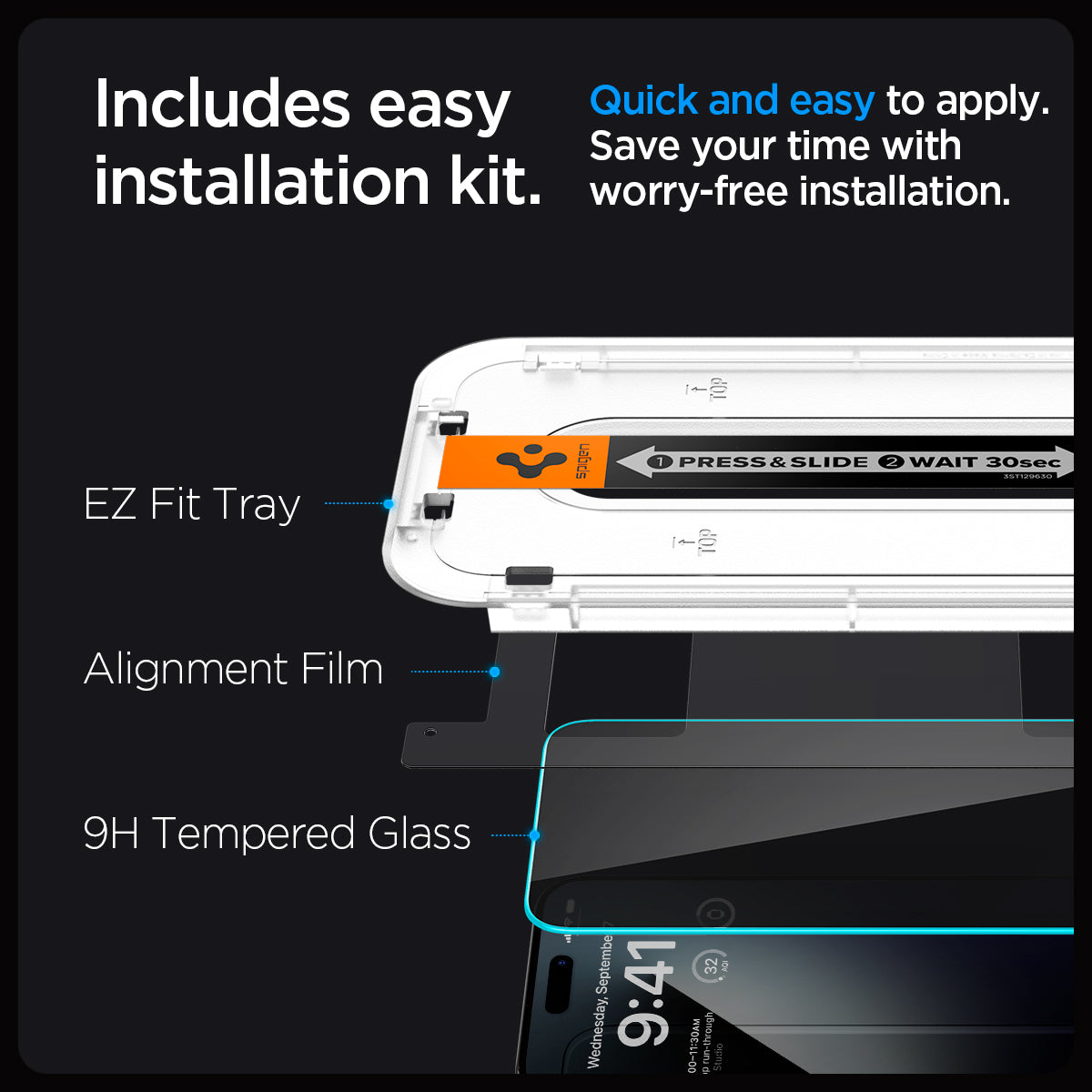Spigen iPhone 15 Pro Screen Protector GLAS.tR EZ Fit Privacy (2 Pack) view 12