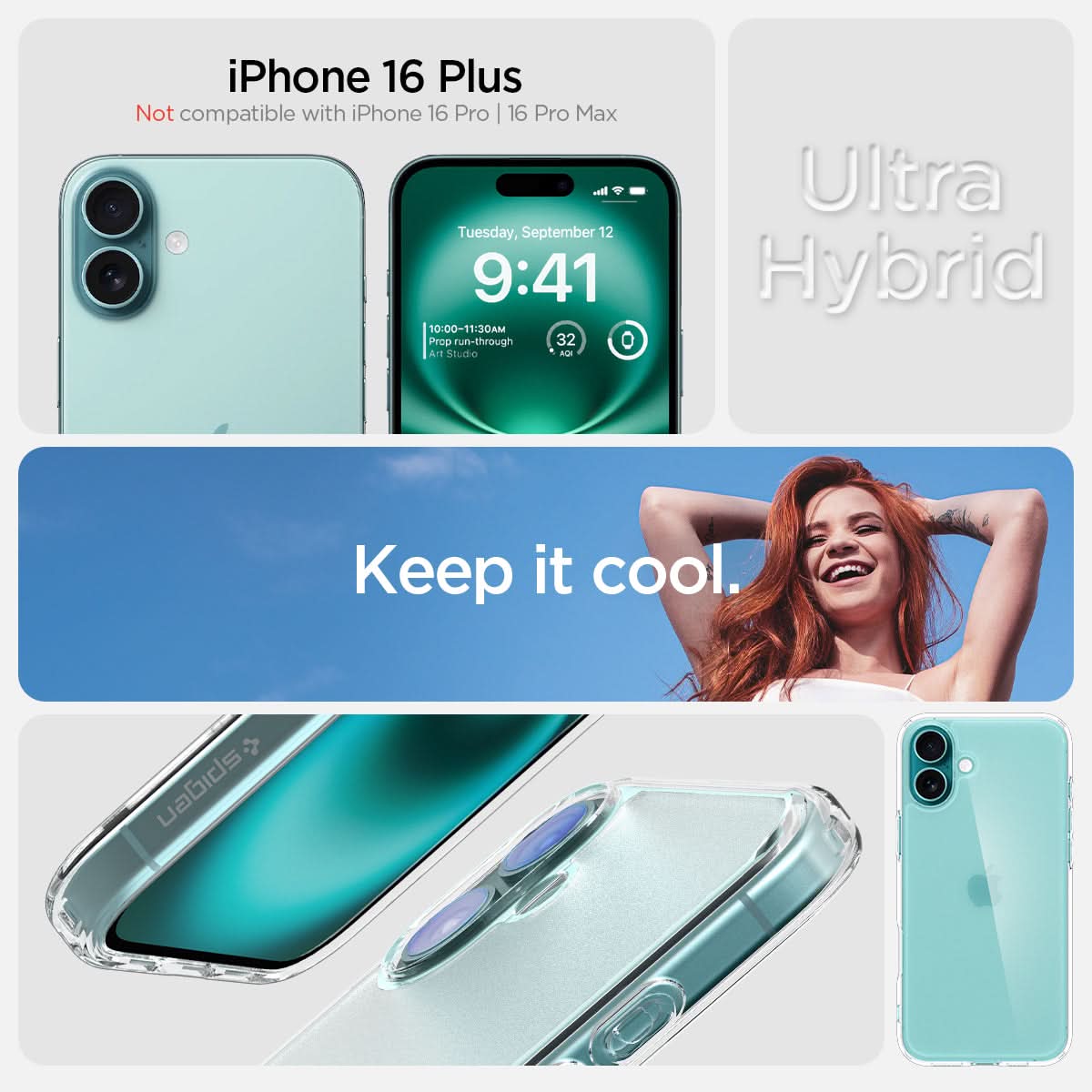 Spigen iPhone 16 Plus Case – Ultra Hybrid – Frost Clear – detail image 7