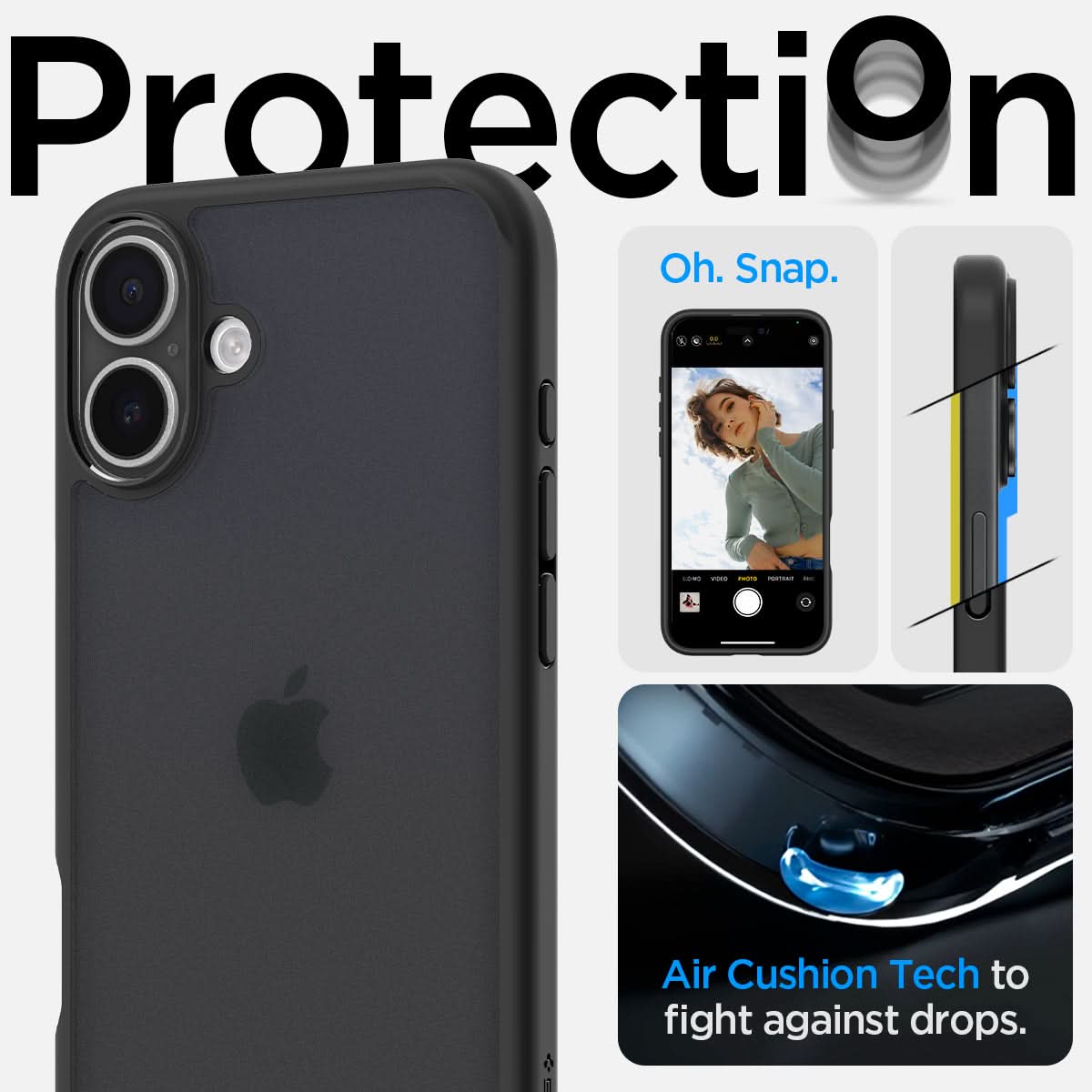 Spigen iPhone 16 Plus Case – Ultra Hybrid – Frost Black – detail image 5