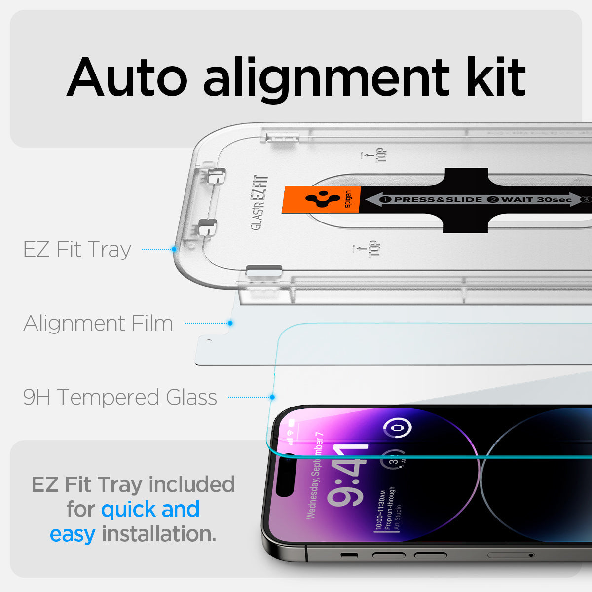 Spigen iPhone 14 Pro Max / 14 Pro Screen Protector GLAS.tR EZ Fit | Sensor Protected view 10