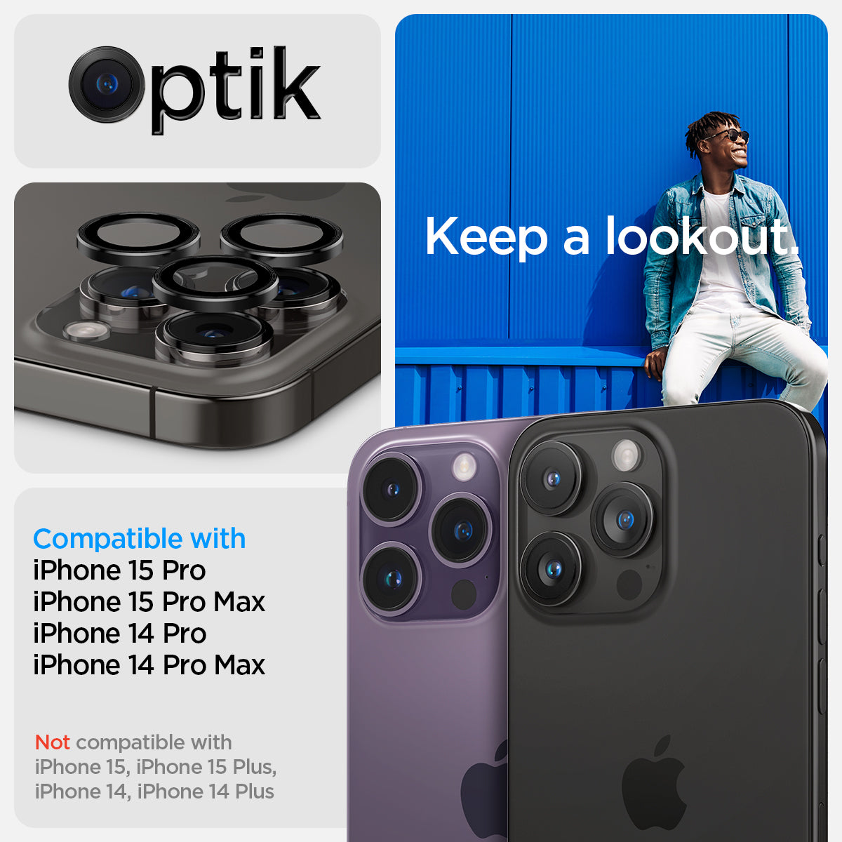 Spigen iPhone 14 Pro Max / 14 Pro Lens Protector Optik Pro EZ Fit view 7