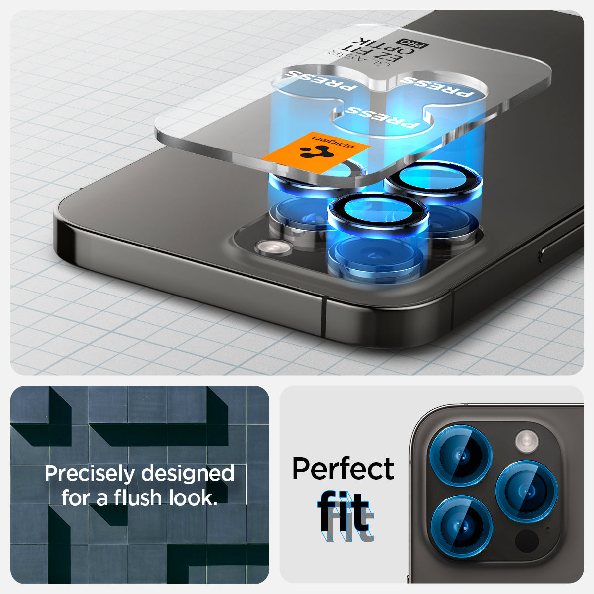 Spigen iPhone 15 Pro Max / 15 Pro Lens Protector – Optik Pro EZ Fit – Black product image 8
