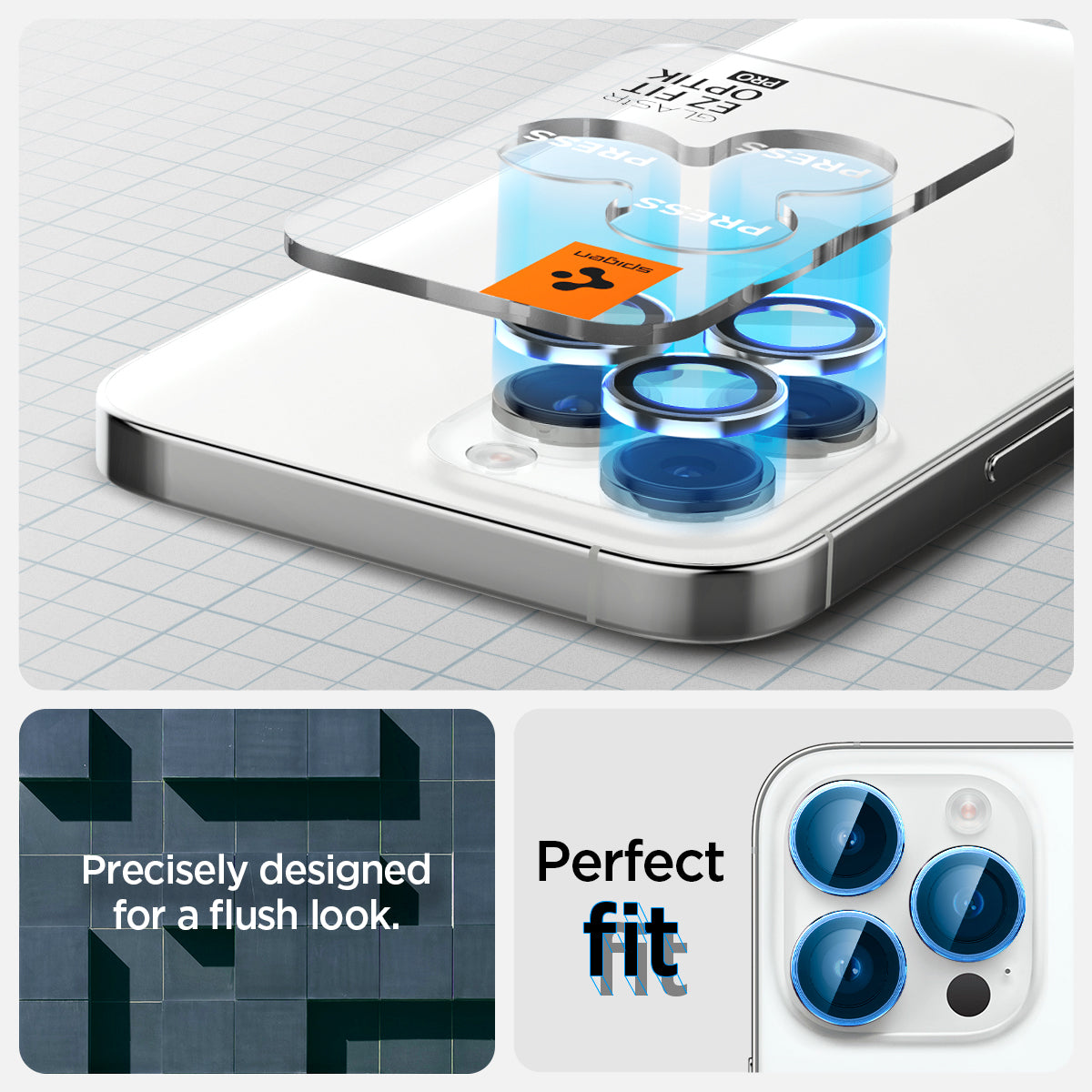 Spigen iPhone 14 Pro Max / 14 Pro Lens Protector – Optik Pro EZ Fit – Silver product image 8