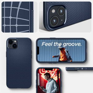ACS05038 - iPhone 14 Case Liquid Air in navy blue showing the different angles