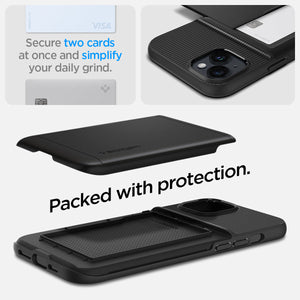 Spigen iPhone 14 Plus Case – Slim Armor CS in Black – two-card storage and layered protection