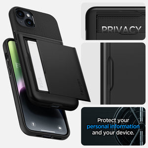 Spigen iPhone 14 Plus Case – Slim Armor CS in Black – card privacy and device protection