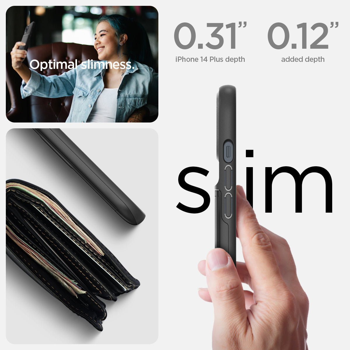 Spigen iPhone 14 Plus Case – Slim Armor CS in Black – slim wallet profile