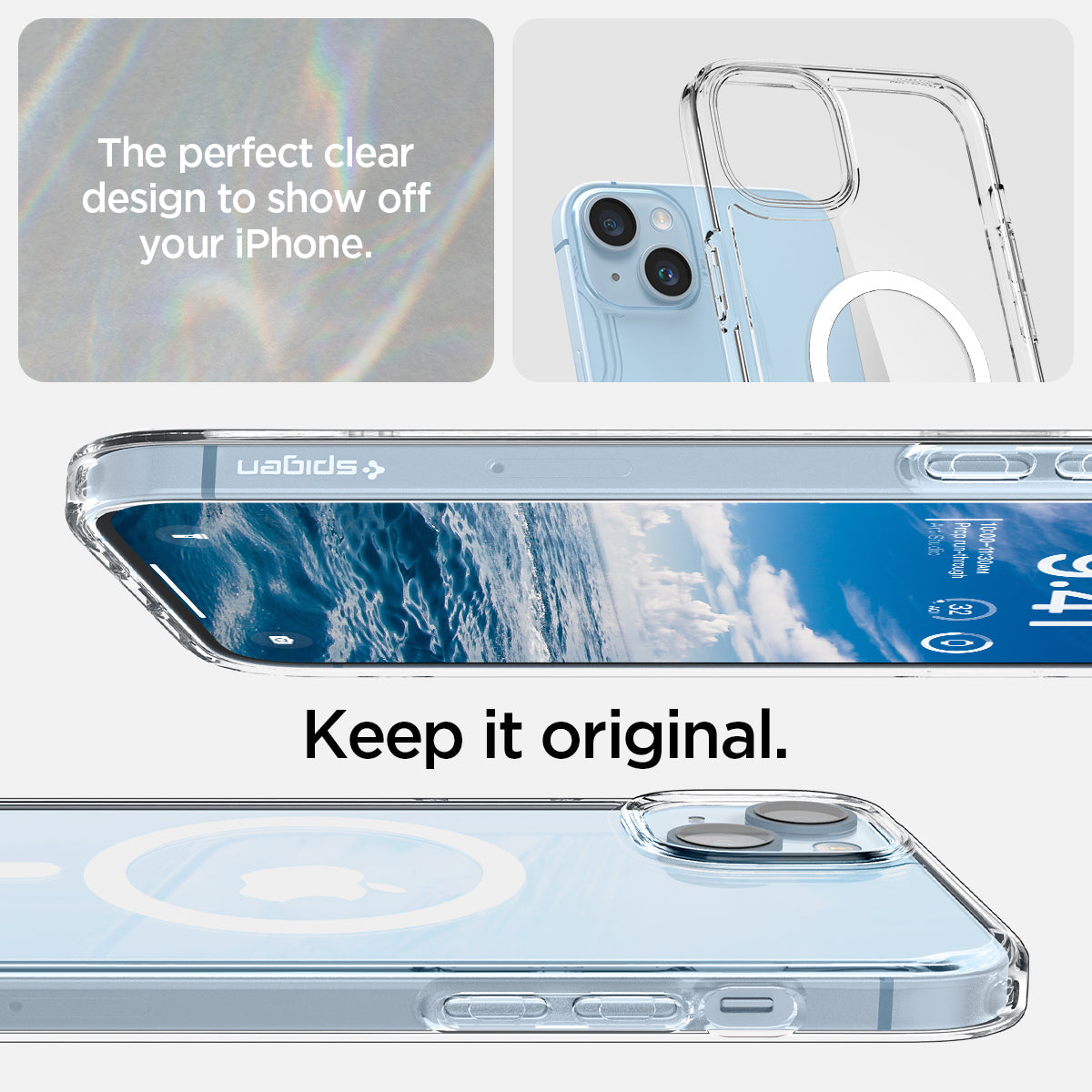 Spigen iPhone 14 Plus Case – Ultra Hybrid (MagFit) in White – clear design details