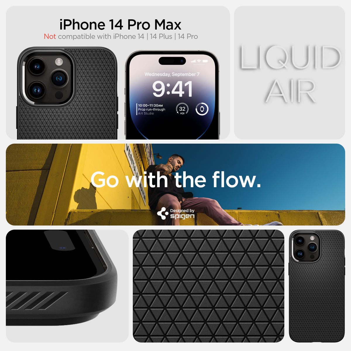 Spigen iPhone 14 Pro Max Case – Liquid Air - Matte Black - iPhone 14 Pro Max compatibility