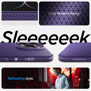 Spigen iPhone 14 Pro Max Case – Liquid Air - Deep Purple - fluid geometric design