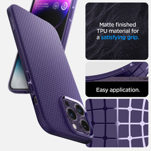 Spigen iPhone 14 Pro Max Case – Liquid Air - Deep Purple - matte TPU grip and easy installation