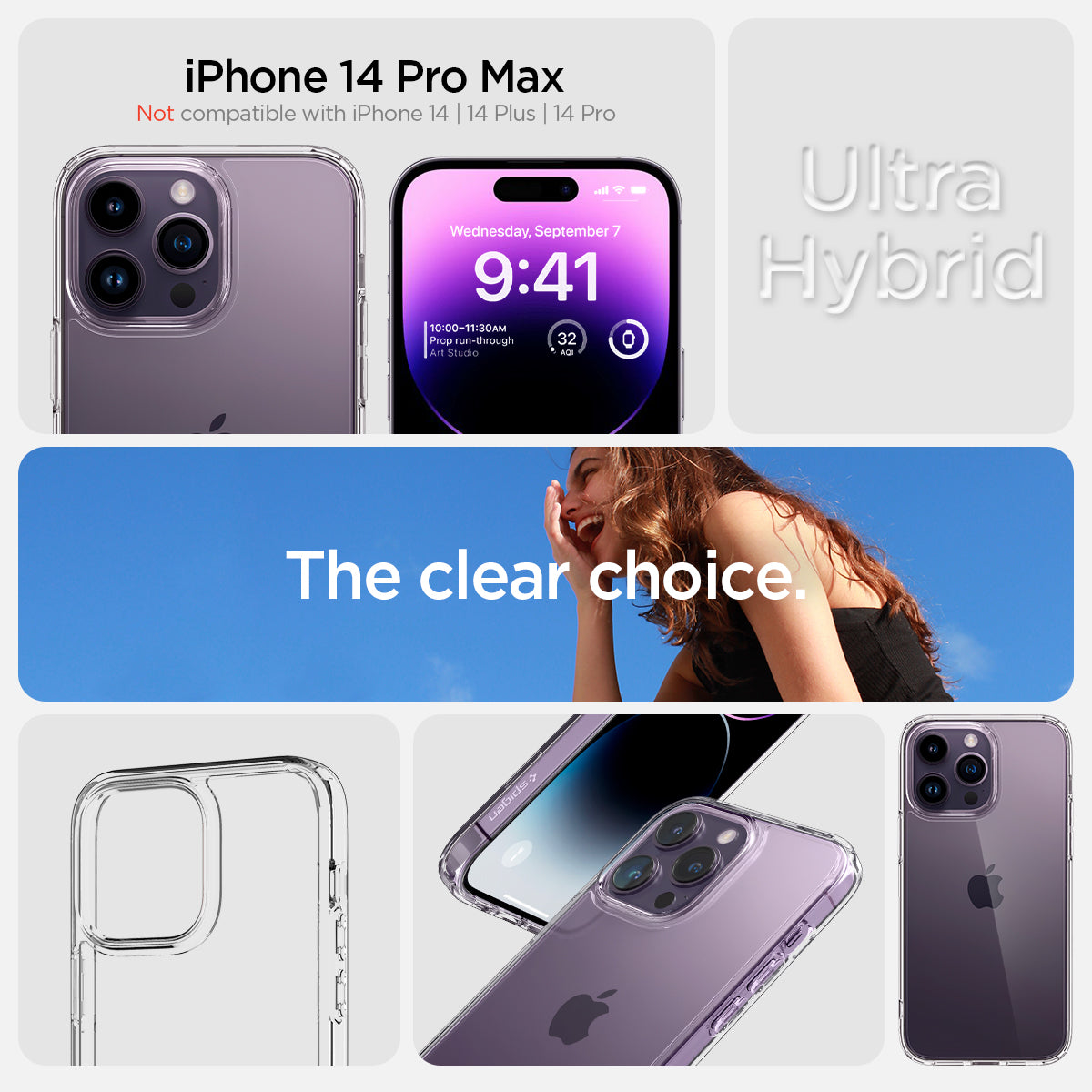 Spigen iPhone 14 Pro Max Case – Ultra Hybrid in Crystal Clear – exact-device compatibility guide
