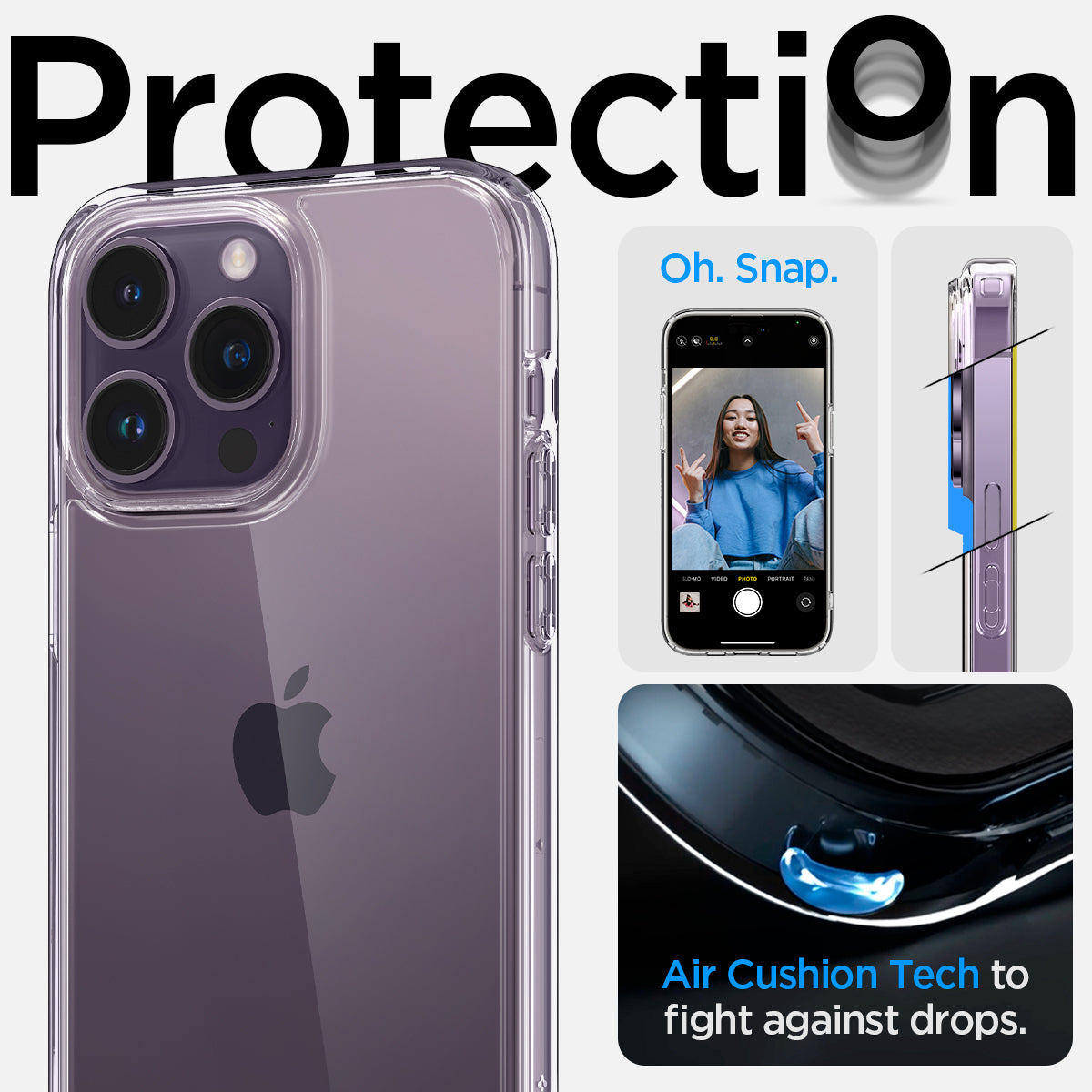 Spigen iPhone 14 Pro Max Case – Ultra Hybrid in Crystal Clear – Air Cushion corner protection
