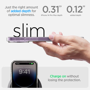 Spigen iPhone 14 Pro Max Case – Ultra Hybrid in Crystal Clear – slim profile and wireless charging
