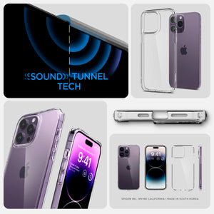 Spigen iPhone 14 Pro Max Case – Ultra Hybrid in Crystal Clear – sound-tunnel design and product overview