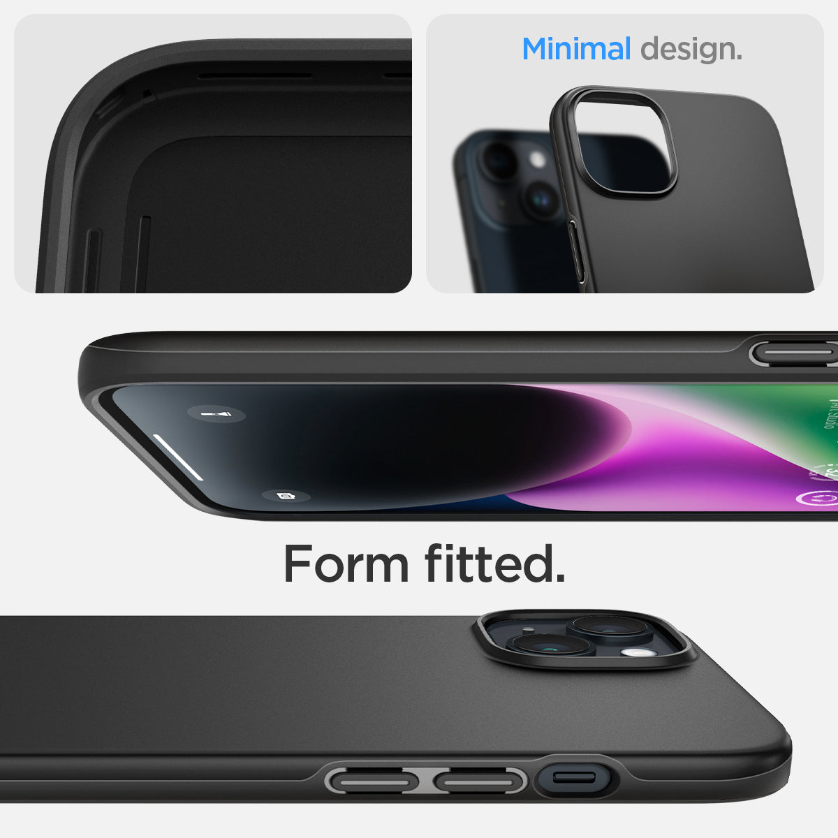 Spigen iPhone 14 / iPhone 13 Case – Thin Fit in Black – form-fitted minimal design