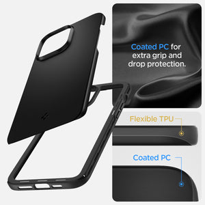 Spigen iPhone 14 / iPhone 13 Case – Thin Fit in Black – coated PC and flexible TPU construction