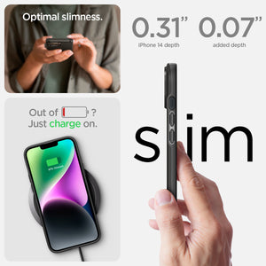 Spigen iPhone 14 / iPhone 13 Case – Thin Fit in Black – slim profile and wireless charging
