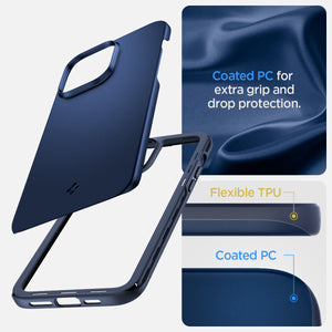 Spigen iPhone 14 / iPhone 13 Case – Thin Fit in Navy Blue – coated PC and flexible TPU construction