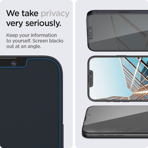 Spigen iPhone 17e / 16e / 14 / 13 / 13 Pro Screen Protector GLAS.tR EZ Fit Privacy view 6