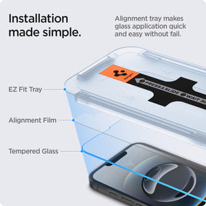 Spigen iPhone 17e / 16e / 14 / 13 Pro / 13 Screen Protector GLAS.tR EZ Fit | Sensor Protected (2 Pack) view 9