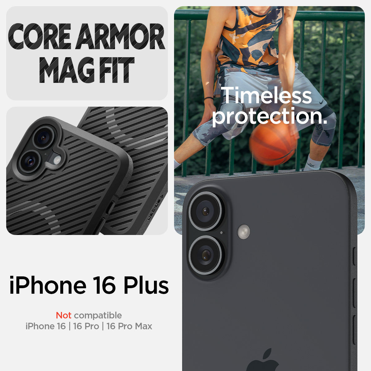 Spigen Core Armor (MagFit) case for iPhone 16 Plus in Matte Black – detail image 10
