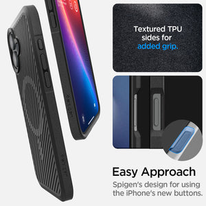 Spigen Core Armor MagFit case for iPhone 16 - textured sides and button access